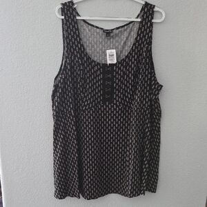 Torrid Black and White Patterned Tank Top